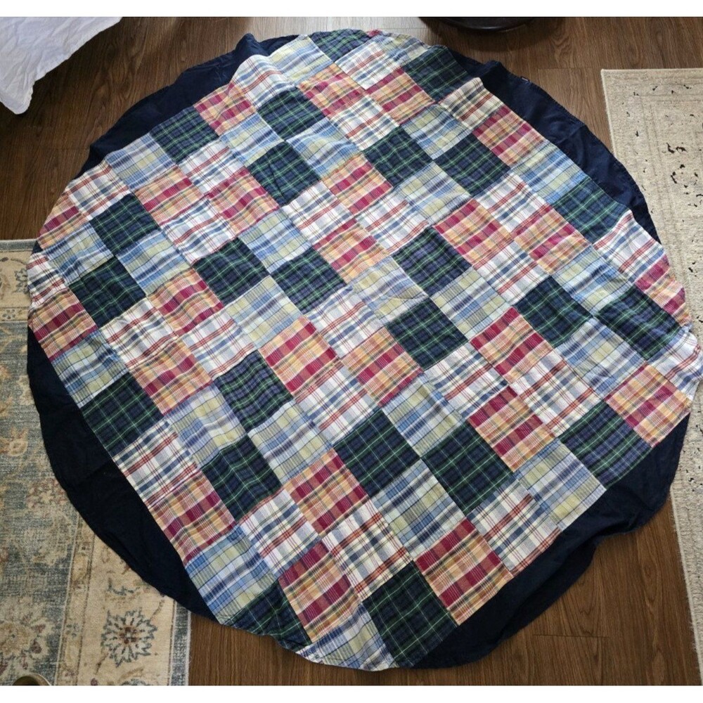Nautica Patchwork Madras 60" Round Tablecloth